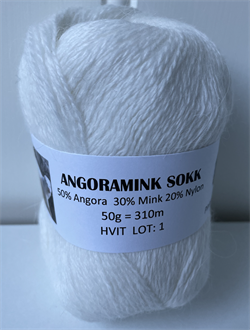 ANGORAMINK SOKK 310 farge Hvit